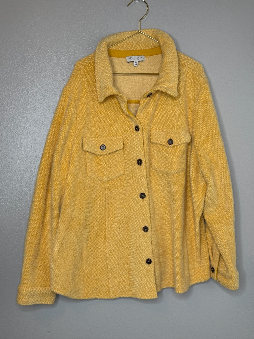 Skies Are Blue Shacket Button Down Shirt Size 2x Curvy Mustard